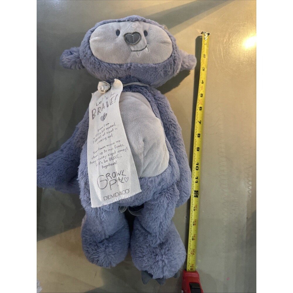 Demdaco Growl Pal Let's Be Brave Purple 16" Plush Fabric Toy Monster Polka Dot - Picture 9 of 10
